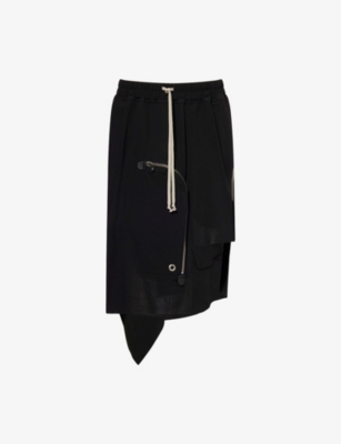 RICK OWENS: Dracca Asymmetric-Hem Wool Midi Skirt
