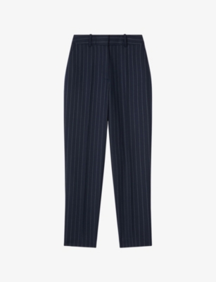 Lk Bennett Womens Blu-navy Bella Pinstriped Petite Woven Trousers In Blu-navy