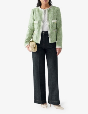 LK BENNETT: Ami Wide-Leg High-Rise Cotton Petite Trousers