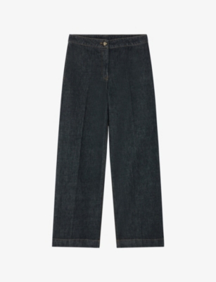 LK BENNETT: Ami Wide-Leg High-Rise Cotton Petite Trousers