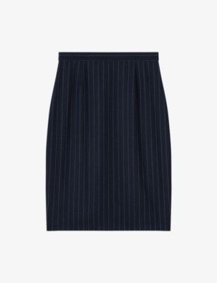 LK BENNETT: Bella Pinstriped Petite Wool-Blend Pencil Skirt