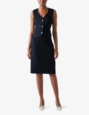 LK BENNETT: Baxtor Pinstriped Stretch Wool-Blend Waistcoat