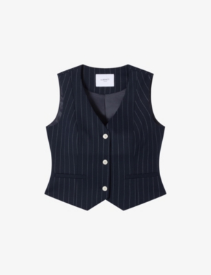 LK BENNETT: Baxtor Pinstriped Stretch Wool-Blend Waistcoat