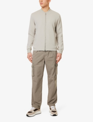 Arne Mens Tailored Two-zip Pockets Relaxed-fit Stretch-woven Blend Jacket Stone In Stone