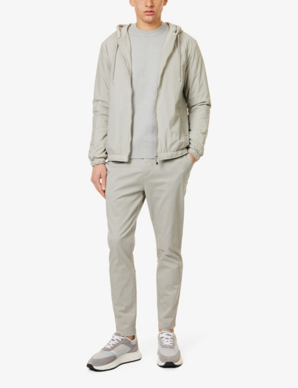 Tailored two-slip-pockets straight-leg regular-fit stretch-cotton trousers