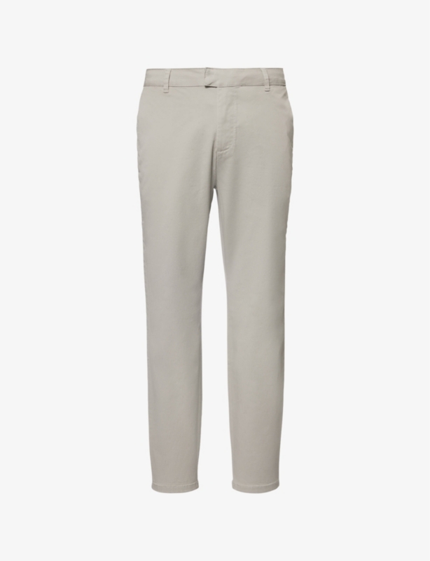 Tailored two-slip-pockets straight-leg regular-fit stretch-cotton trousers