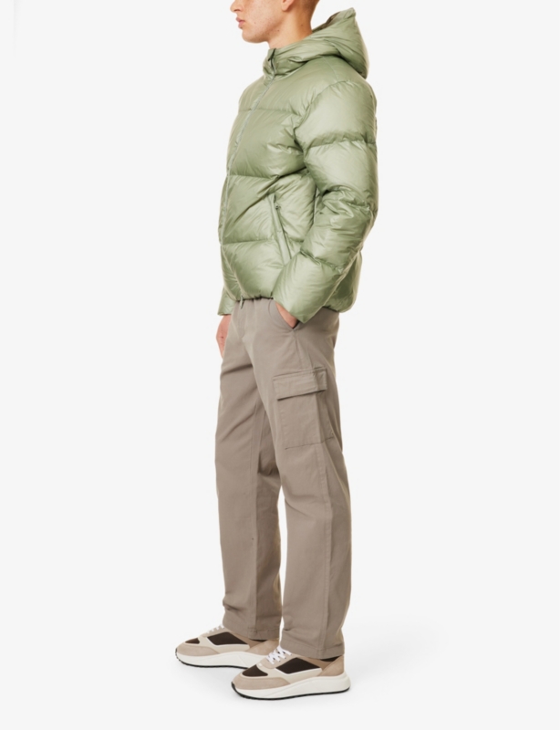 Drawstring multi-pockets straight-leg relaxed-fit stretch-cotton trousers