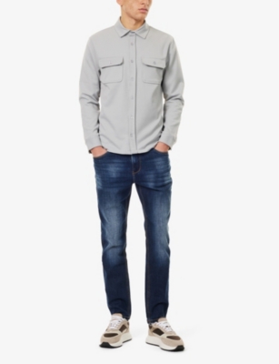 Faded-wash relaxed-fit stretch-denim jeans