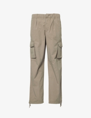 Arne Mens Parachute Multi-pockets Straight-leg Relaxed-fit Cotton-blend Trousers Olive Xxl In Olive