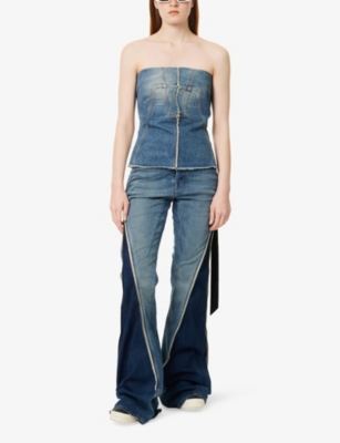 RICK OWENS DRKSHDW: Strapless Denim Bustier Top