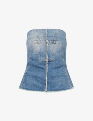 RICK OWENS DRKSHDW: Strapless Denim Bustier Top