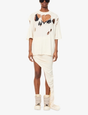 RICK OWENS DRKSHDW: Walrus Cut-Out Cotton-Jersey T-Shirt