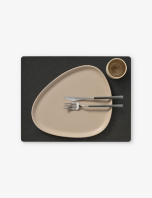 Lind Dna Nupo Flecked Leather Placemat 45cm X 35cm Anthracite In Anthracite