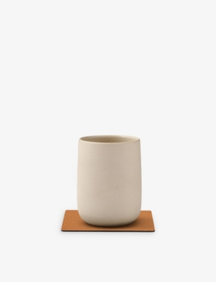 LIND DNA: Nupo Flecked square leather coaster 10cm x 10cm
