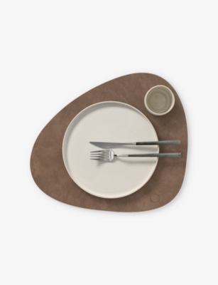 Lind Dna Curve Large Leather Table Mat Brown And Sand In Brown And Sand