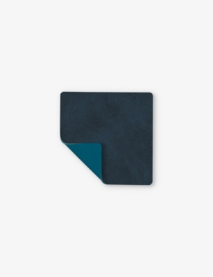 LIND DNA: Nupo Double reversible leather coaster 10cm x 10cm