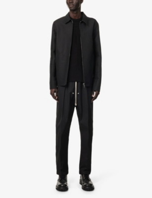 Rick Owens Mens Black Brad Buttoned-pockets Relaxed-fit Woven-blend Jacket In Black