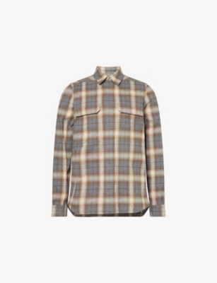 RICK OWENS: Plaid-Pattern Flap-Pockets Cotton Shirt
