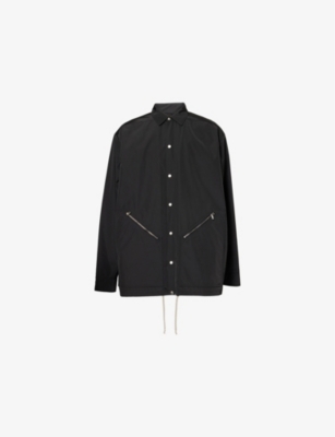 RICK OWENS MENS BLACK TOUR RELAXED-FIT COLLARED WOVEN JACKET