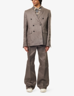 RICK OWENS: Double-Breasted Regular-Fit Linen Blazer