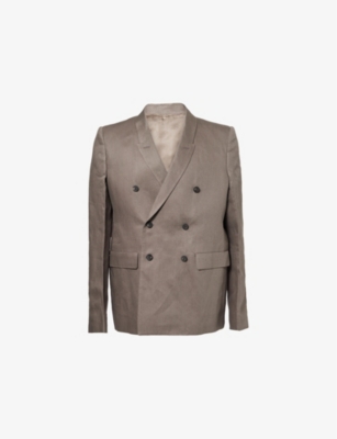 RICK OWENS: Double-Breasted Regular-Fit Linen Blazer