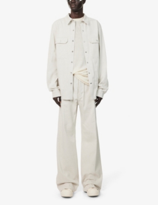 Rick Owens Mens Dinge Spread-collar Buttoned-pockets Relaxed-fit Denim Shirt In Dinge