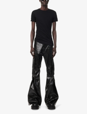 RICK OWENS MENS BLACK DOUBLE SS RUCHED SLIM-FIT COTTON-JERSEY T-SHIRT XL 