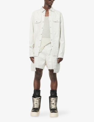 RICK OWENS: Stefan Raw-Hem Cotton Cargo Shorts