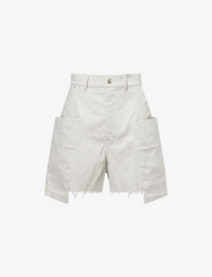 RICK OWENS: Stefan Raw-Hem Cotton Cargo Shorts