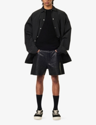 RICK OWENS: Hollywood Mid-Rise Leather Shorts