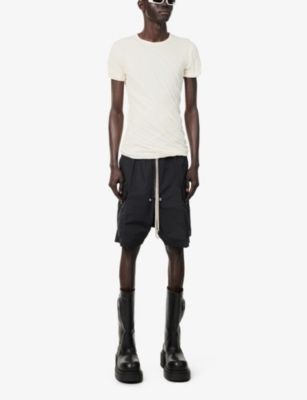 RICK OWENS: Double SS Ruched Slim-Fit Cotton-Jersey T-Shirt