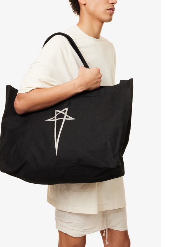 Bathrobe graphic-embroidery cotton-canvas tote bag