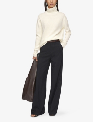 Joseph Womens Ivory Relaxed-fit High-neck Cashmere Jumper Xs In Ivory