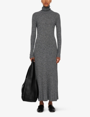 Joseph Ribbed Cable Knit Dress In Ivory/black