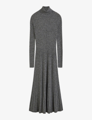 Joseph Ribbed Cable Knit Dress In Ivory/black