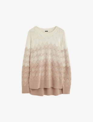 Joseph Weave Knit Round Neck Jumper In Ivory/blusher