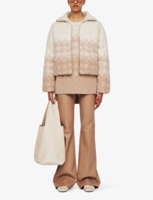 Weave-knit gradient-effect cotton and silk-blend down jacket