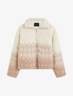 Weave-knit gradient-effect cotton and silk-blend down jacket