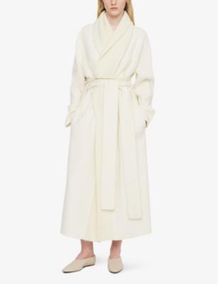 JOSEPH WOMENS IVORY RICA RIBBED-COLLAR WOOL AND CASHMERE-BLEND COAT 