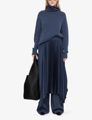 Ade pleated crepe midi skirt