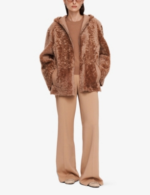 JOSEPH WOMENS BLUSHER COSSER REVERSIBLE SHEARLING AND LEATHER JACKET 