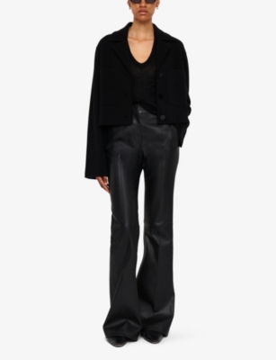 Joseph Womens  Tafira Flared-leg Leather Trousers In Black