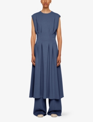 Joseph Womens  Delma Comfort Cady Woven Midi Dress In Harbour