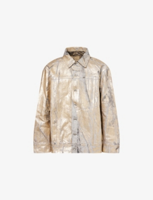 RICK OWENS DRKSHDW: Foiled-Effect Workwear Cotton Jacket