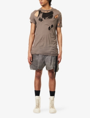 RICK OWENS DRKSHDW: Distressed Crew-Neck Cotton-Jersey T-Shirt