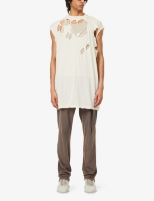 RICK OWENS DRKSHDW: Distressed Crew-Neck Cotton-Jersey T-Shirt