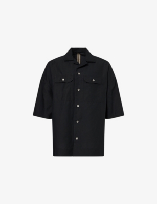 RICK OWENS DRKSHDW: Magnum Tommy Two-Buttoned-Pockets Woven Shirt