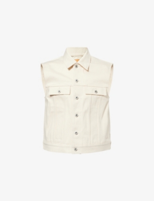 RICK OWENS DRKSHDW: Panelled Sleeveless Denim Jacket