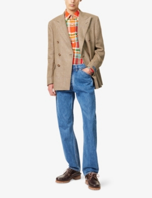 POLO RALPH LAUREN: Glen-Plaid Double-Breasted Woven Blazer