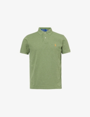 POLO RALPH LAUREN: Brand-Embroidery Short-Sleeves Slim-Fit Cotton-Piqué Polo Shirt